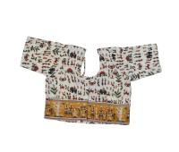 Elegant Finger Print Gopi Dress in Cotton | Radha Krishna Gopi Dress with Flared Lehenga