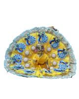 laddo gopal dress in yellow colour with blue picock