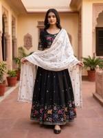 Beautiful Black Elephant Print Gopi Dress, Perfect for Festivals, Garba & Dandiya Nights