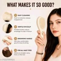 Viral Self Cleaning Hair Comb | Detangling Hair Brush for Women | Soft Bristle Scalp Massage Brush | Easy Hair Cleaning