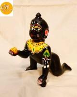 Ashtadhatu Black Laddu Gopal Kanha Ji Thakur Ji Murti Idol for Pooja and Temple