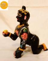 Brass Black Painted Laddu Gopal Kanha ji Murti Statue Bal Gopal Idol I Multicolor Hand Painted Modern LADDU Gopal JI | Full SHRINGAR KANHA JI Idol for Pooja