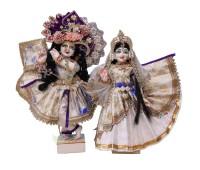 Premium White & Purple Radha Krishna Dress Set, Handcrafted Radha Krishna Festival Poshak – Ivory Purple Edition