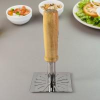 Stainless Steel Potato Masher with Wooden Handle | Heavy Duty Kitchen Tool