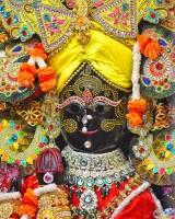 Radhaballav Ji in Red Velvet Poshak with Floral Accents