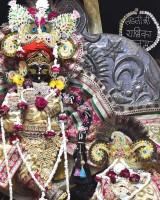 Traditional Crown and Purple Poshak for Radhaballav Ji