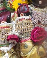 Traditional Crown and Purple Poshak for Radhaballav Ji