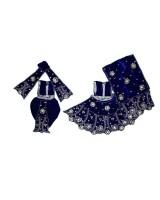 Velvet Radha Krishna Dress with Floral and Gems Work