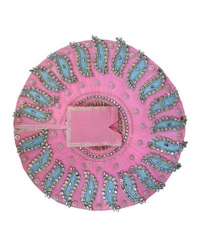 Beautiful Pink Laddu Gopal Dress with Blue Zari and Stone Work