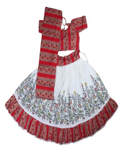 Tungavidya Sakhi Ji Floral Printed Gopi Dress, Flared Cotton Radha Krishan Gopi dress 