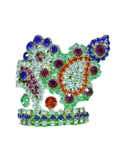 Multi-color Gemstone Deity Crown Paisley Design Idol Headpiece