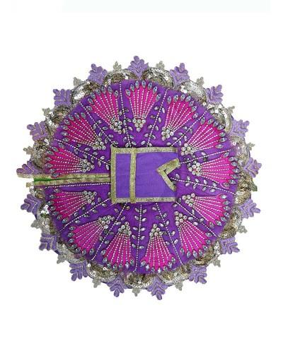 Purple and Pink Embroidered Laddu Gopal Dress with Stone Work