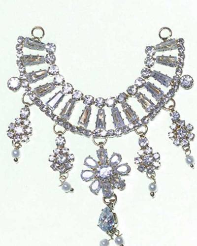 Crescent Crystal & Pearl Drop Jewelry Piece Floral Embellishment