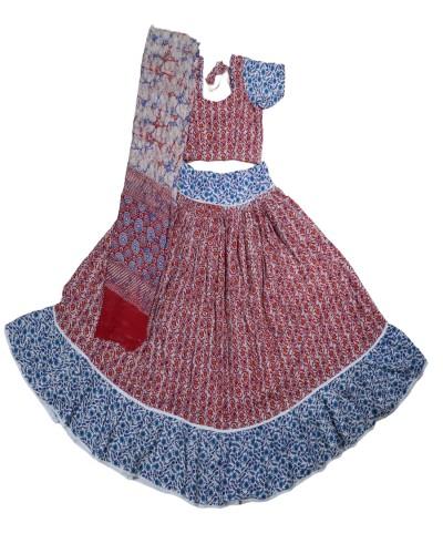 Special Indulekha Sakhi Ji Flared Printed Gopi Dress, Available in 2 Shades Red & Blue
