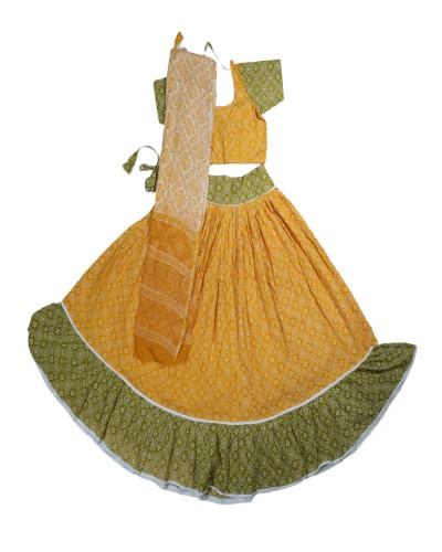 Special Lalita Sakhi ju Flayerd Cotton Printed Gopi dress in 2 shade Yellow and Green 