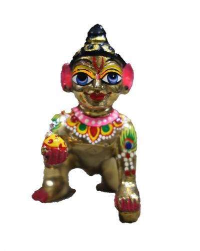 Laddo Gopal In Asth Dhatu With Colourful Shringar