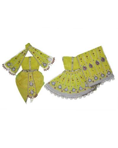 Stylish Lime Green Beaded & Zari Detail Radha Krishna Dress With Dhoti