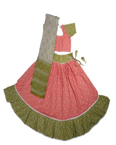 Vishakha Sakhi Ju Printed Cotton Gopi Poshak with 5 Meter Ghera 
