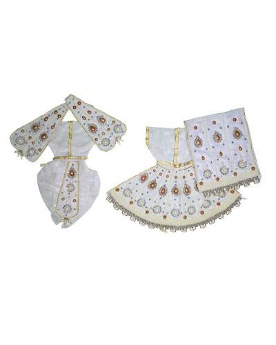 Janmashtami Special Heavy Poshak for Radha Krishna in White with Floral and Moti Work | White Radha Krishan Poshak for Sharad Purnima 