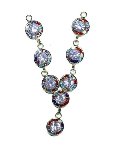 Vibrant Multi-Color Stone Circle Adornment Dazzling Accent