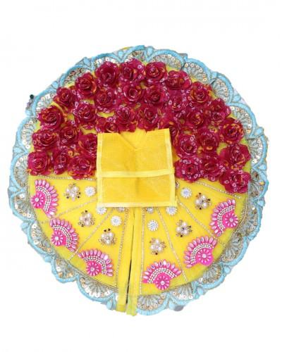 Yellow Colour Dress With Red Flowers For Laddo Gopal