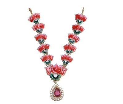 Lotus design mala with pink stone for laddo gopal, Radhakrishna idol 