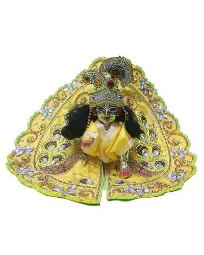 Vibrant Yellow Laddu Gopal Dress Peacock Design Poshak With Stone & Sequin Work For Janmashtami & Celebrations
