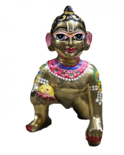 Laddo Gopal In Asth Dhatu With Pink Colour Shringar