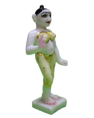 Standing Radha Statue In White And Gold Marble Look For Mandir Decor