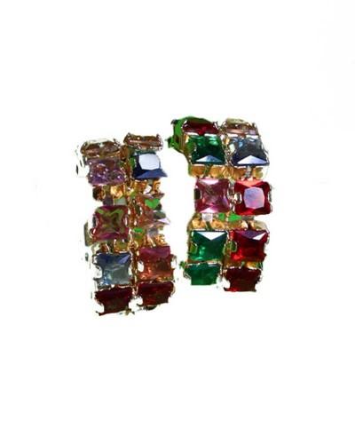 Dazzling Mixed Stone Wide Band Bracelets Stackable Fashion Cuff Bracelets