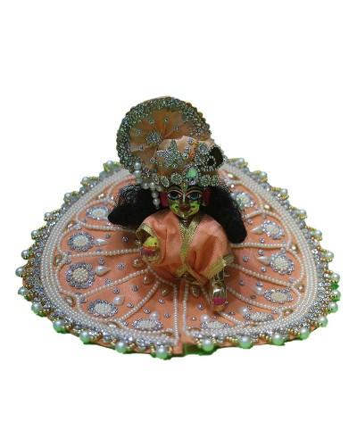 Elegant Peach Laddu Gopal Dress With Pearl And Zari Work  For Festivals