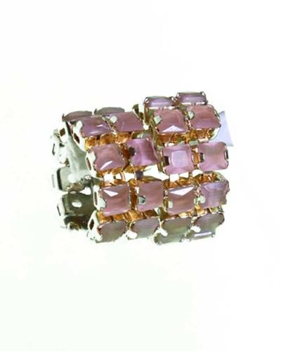 Luxurious Violet Rhinestone Cuff Bracelet Modern Ethnic Hand Bracelet Jewelry
