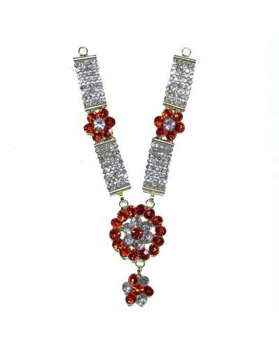Red & Brilliant Stone Floral Adornment Captivating Piece