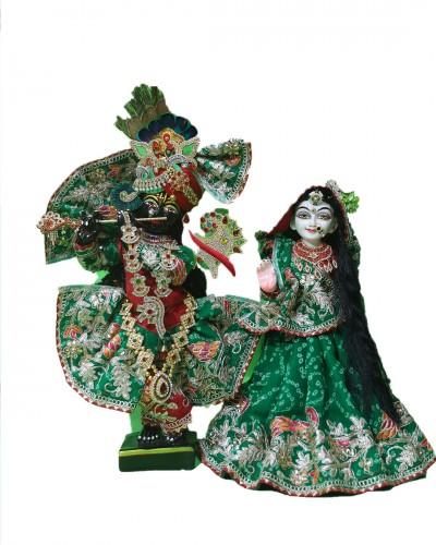 Haryali Teej Special Heavy Radha Krishna Poshak With Green Bandhej  