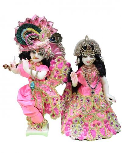 Radha Krishna With Shringar With Pink Colour Dress 