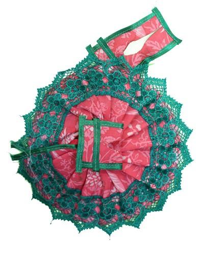 Traditional Pink and Green Lace Design for Laddu Gopal Dresses