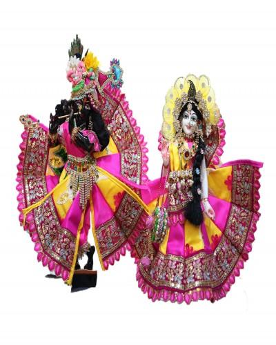 Radha Krishan Dress In Yellow Pink Contrast in Mathura