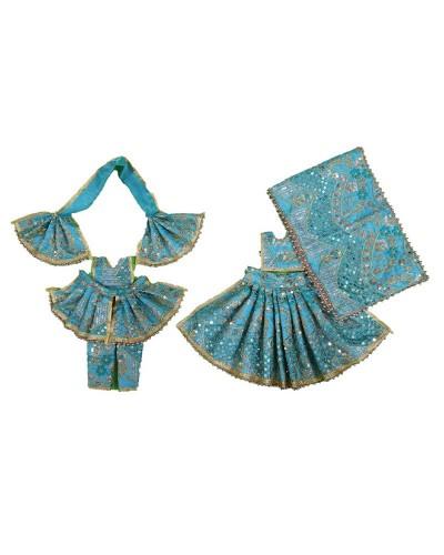 Blue Traditional Radha Krishna Dress Set For Laddu Gopal Mirror And Zari Work