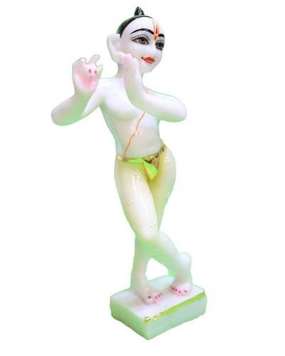Standing Krishna Figurine With Gold Accents For Mandir Decoration