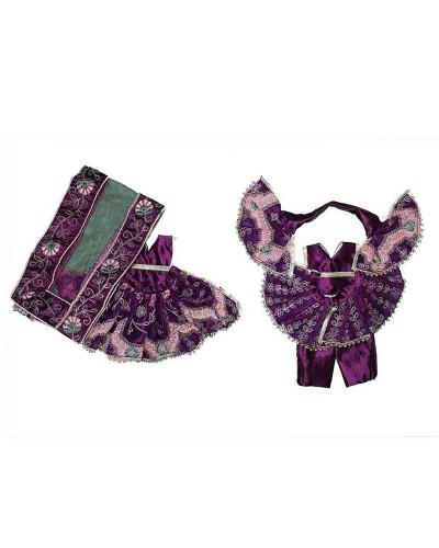 Royal Purple Designer Embroidered Radha Krishna Dress With Broad Sleeves