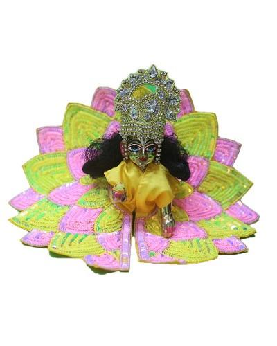 Vibrant Yellow And Pink Laddu Gopal Dress With Shimmering Sequin Petal Design For Festivals Occasions