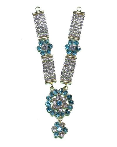 Modern Blue Gemstone Embellishment  Striped Crystal Accent