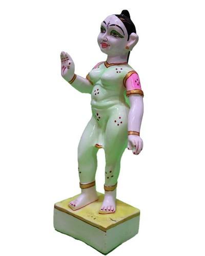 Radha Statue In Light Green And Pink Attire With Painted Ornaments For Religious Decor And Festivals