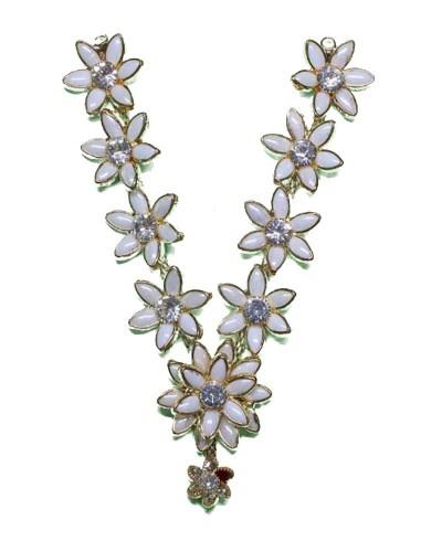 White Floral Stone Adornment Elegant Blossom Piece