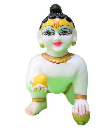 Fiber Baby Krishna With Yellow Butter Ball Laddu Gopal Idol