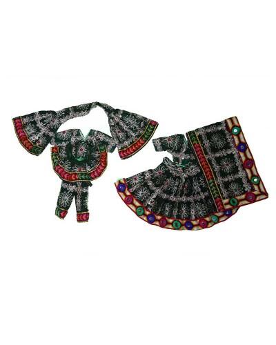 Traditional Black Mirror Work Radha Krishna Dress With Multicolor Details