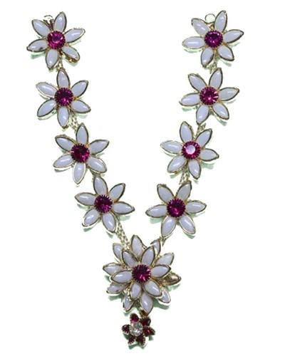 Pink & White Floral Stone Adornment Delicate Piece