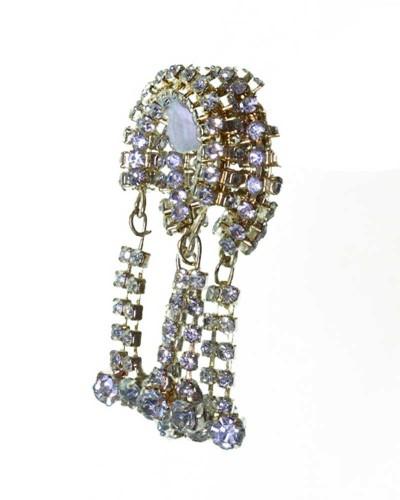 Silver Tone Bracelet With Light Purple Crystals & Danglers Modern Indian Bracelet For Casual & Festive Occasions