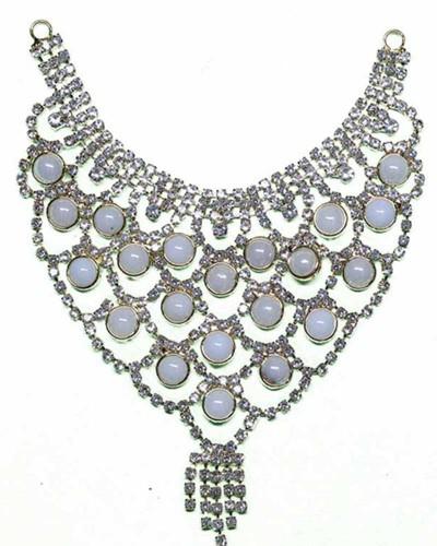 White Stone & Crystal Curved Adornment Luminous Piece