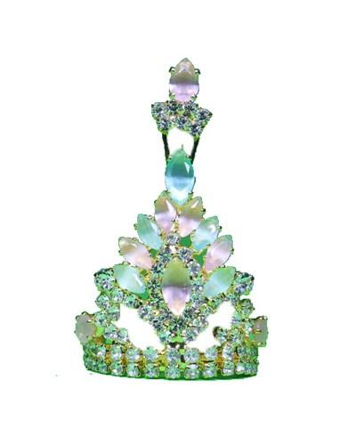 Modern Design Deity Mukut With Green Base And Rhinestones